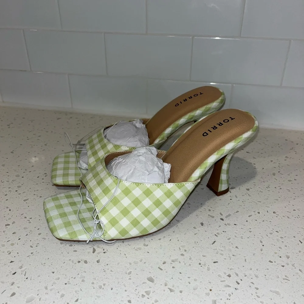 Torrid Green Gingham Mules - Picture 2 of 4